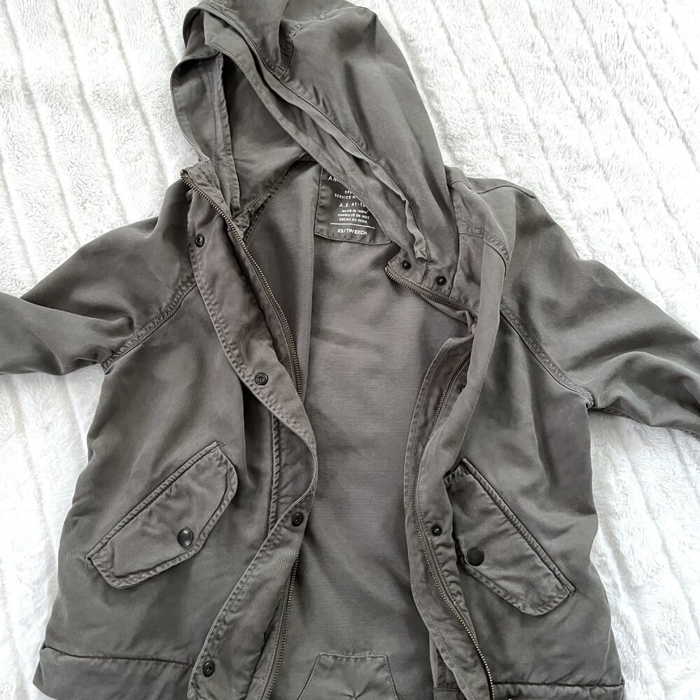 AEO American Eagle Hooded Military Jacket (Green) XS - Picture 12 of 12